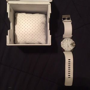 DIESEL watches mens white / white leather strap
